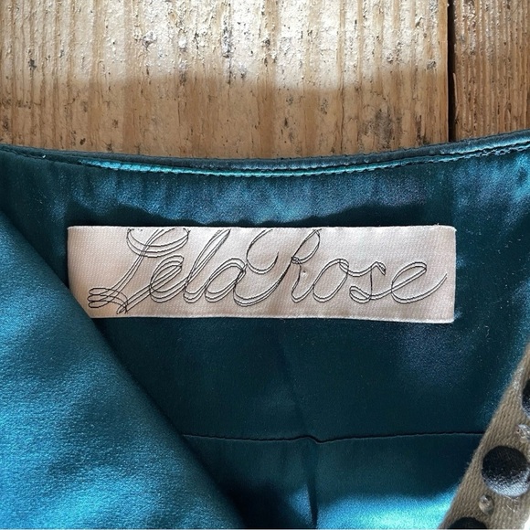 Lela Rose Silk Linen Textured Dark Teal Blue Short Sleeveless Mini Dress Size 6 - Picture 12 of 14